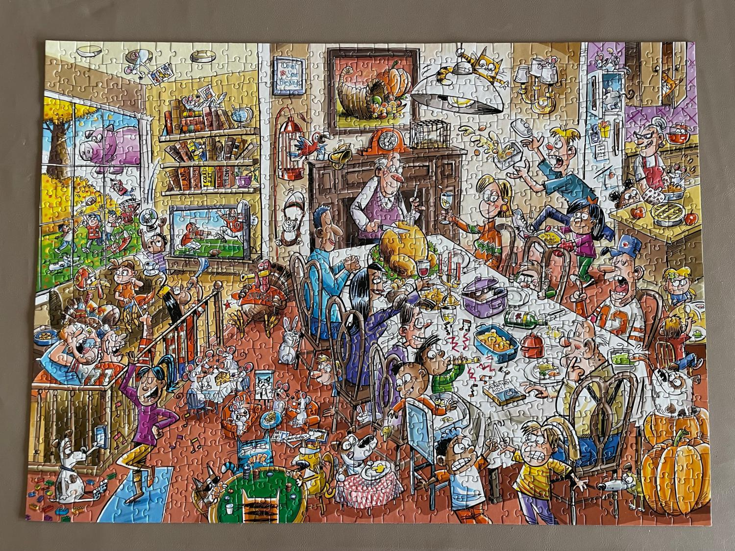 Doodletown: Thanksgiving Togetherness - 1000 Piece Jigsaw Puzzle for Thanksgiving Togetherness Puzzle