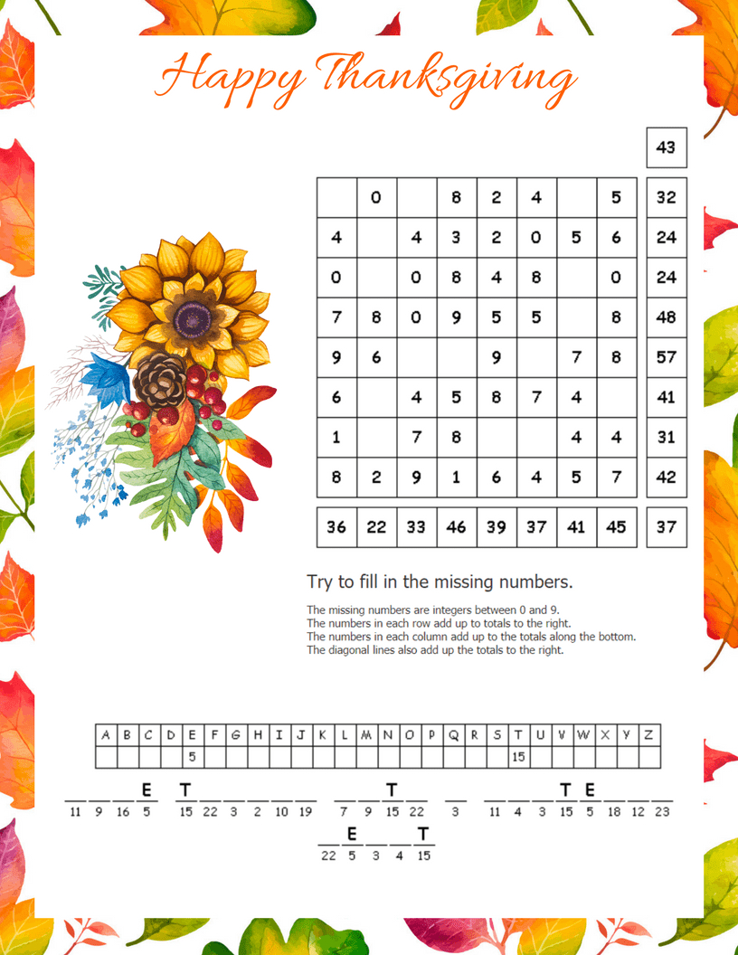 Free Fall Thanksgiving Puzzle Printables | Daily Dish Magazine throughout Free Thanksgiving Games and Puzzles