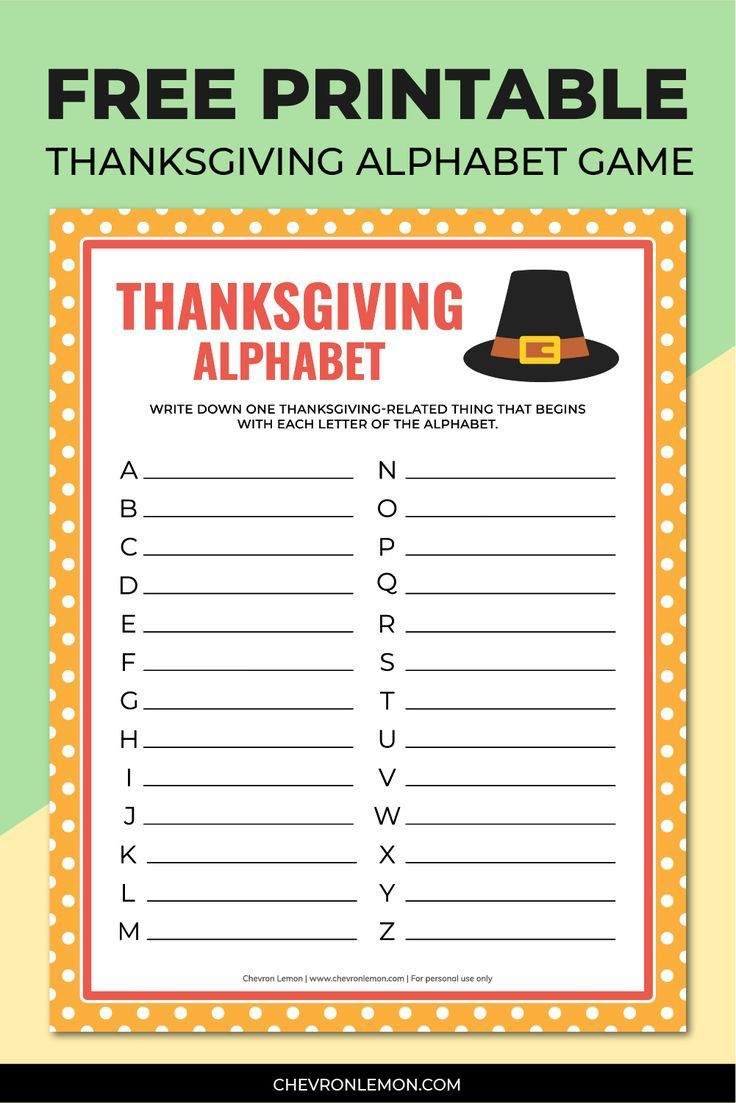 Free Printable Thanksgiving Alphabet Game pertaining to Thanksgiving Printable Games and Puzzles