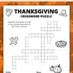 Free Printable Thanksgiving Crossword Puzzle   Pjs And Paint With Happy Thanksgiving Crossword Puzzles Answers