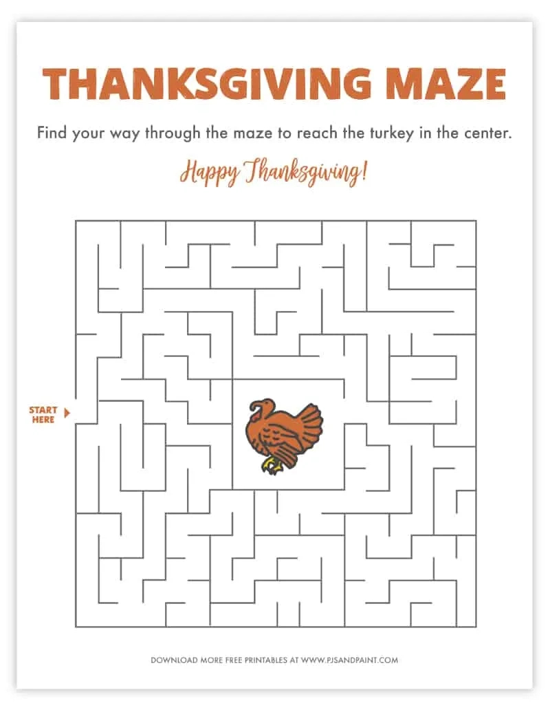 Free Printable Thanksgiving Maze - Thanksgiving Games And Activities regarding Thanksgiving Maze Puzzles