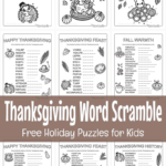 Free Printable Thanksgiving Word Scramble (With Answers!) For Puzzles To Print Thanksgiving Word Scramble Answers