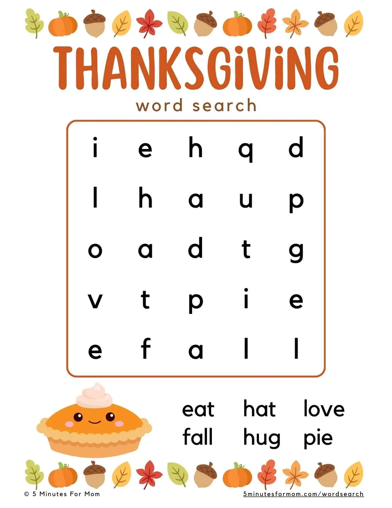 Free Printable Thanksgiving Word Search For Kids for Thanksgiving Word Puzzles Printable