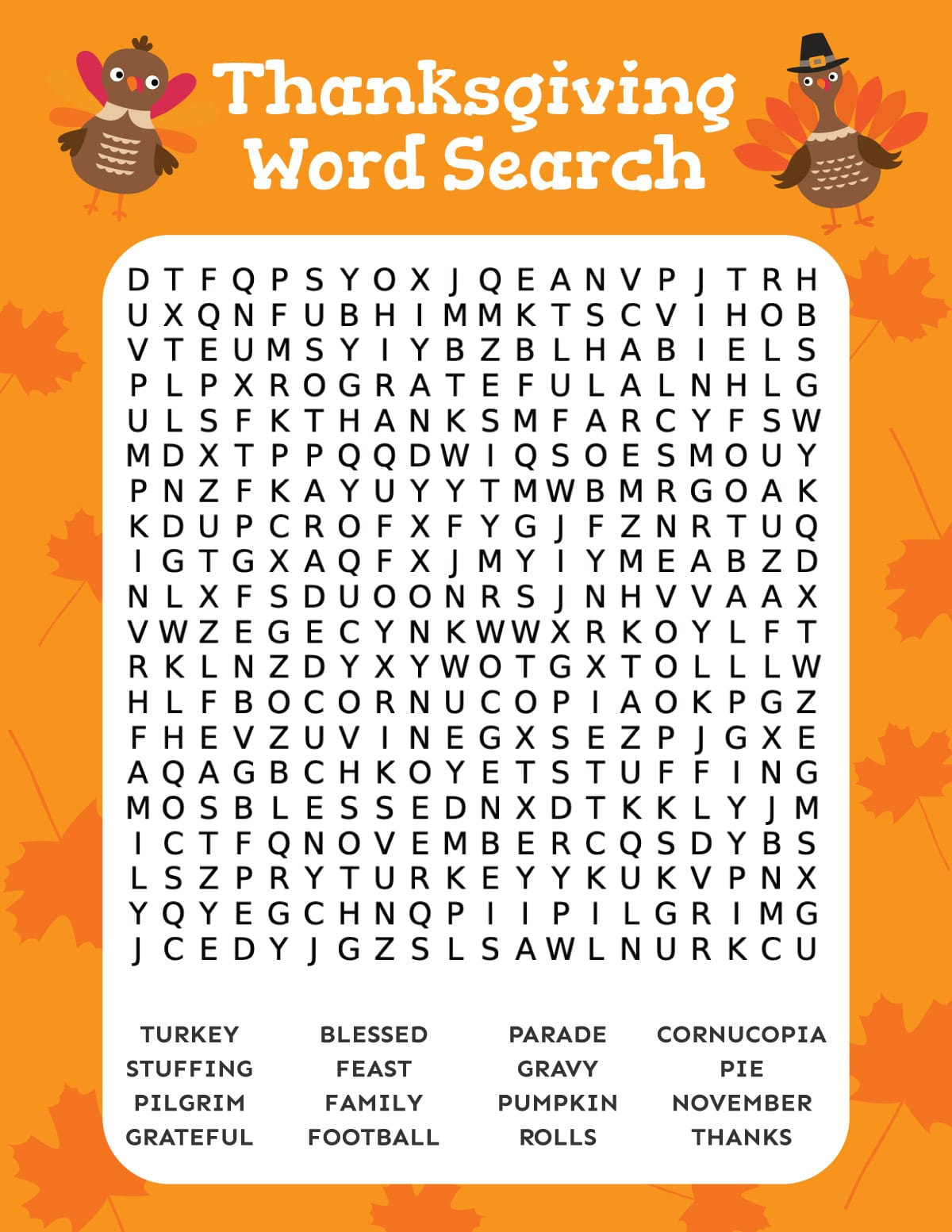 Free Printable Thanksgiving Word Search - Play Party Plan inside Thanksgiving Word Searches And Crossword Puzzles