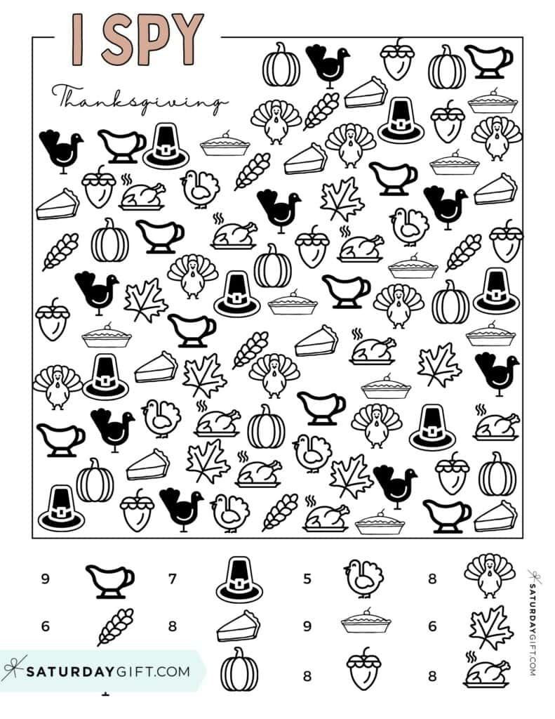 Free Thanksgiving I Spy Printable | Saturdaygift intended for Free Printable Thanksgiving Hidden Picture Puzzles