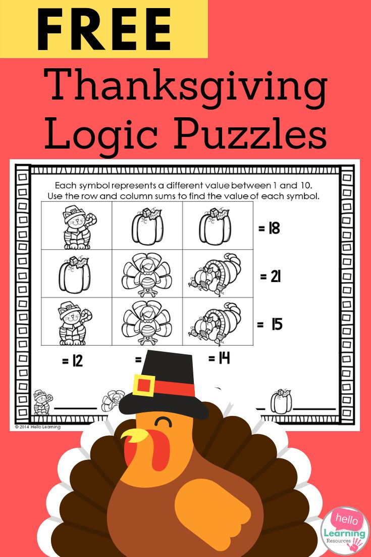 Free Thanksgiving Logic Puzzles regarding Free Thanksgiving Logic Puzzle