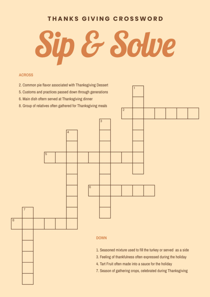 Thanksgiving Crossword Puzzle Online