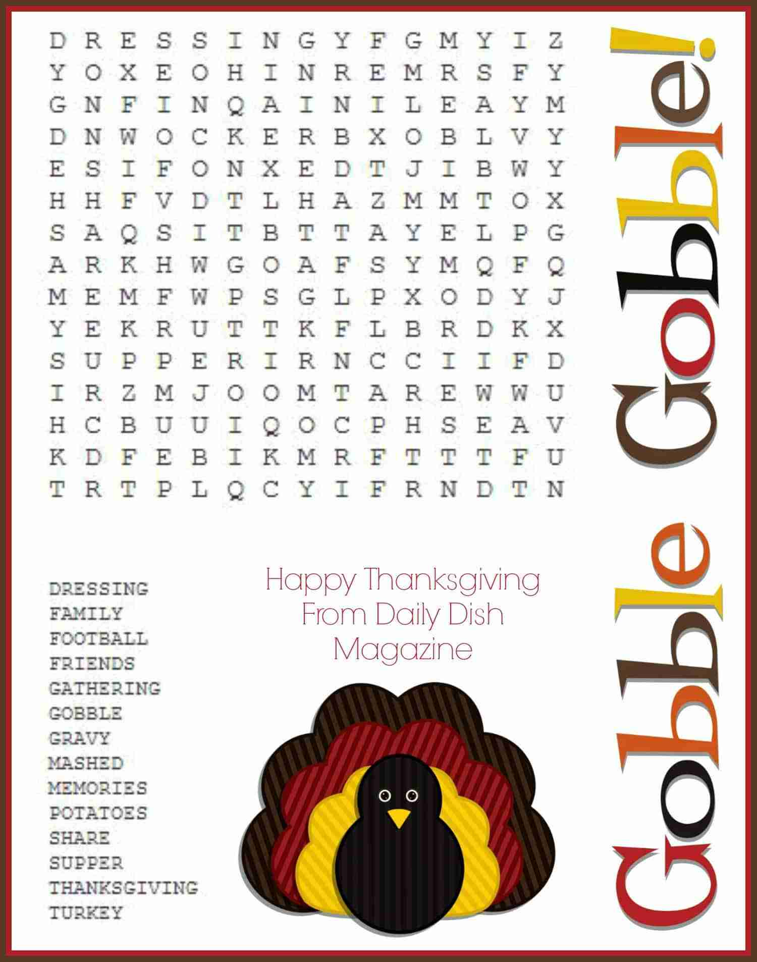 Free Thanksgiving Puzzles ~ Word Search And Maze Printable - Daily pertaining to Thanksgiving Printable Puzzles