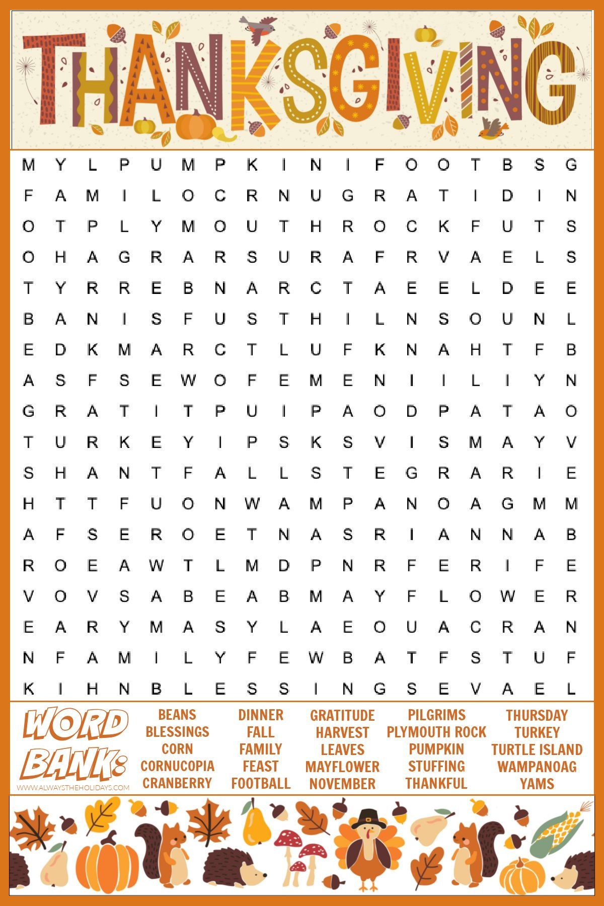 Free Thanksgiving Word Search Printable - With Answers Included pertaining to Adult Thanksgiving Puzzles