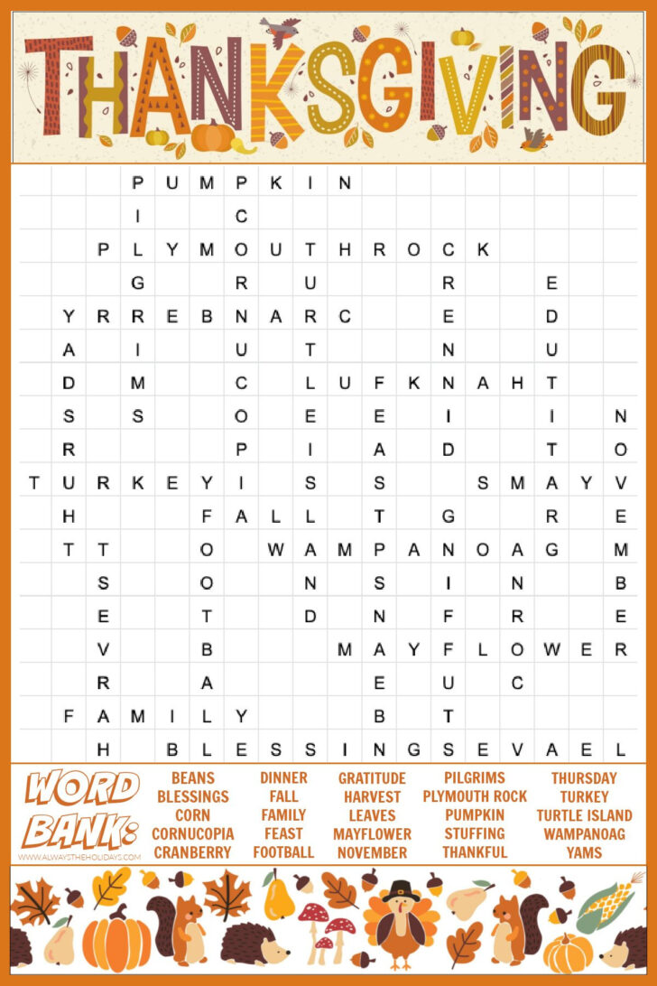 Free Thanksgiving Word Puzzles Free Thanksgiving Word Puzzles