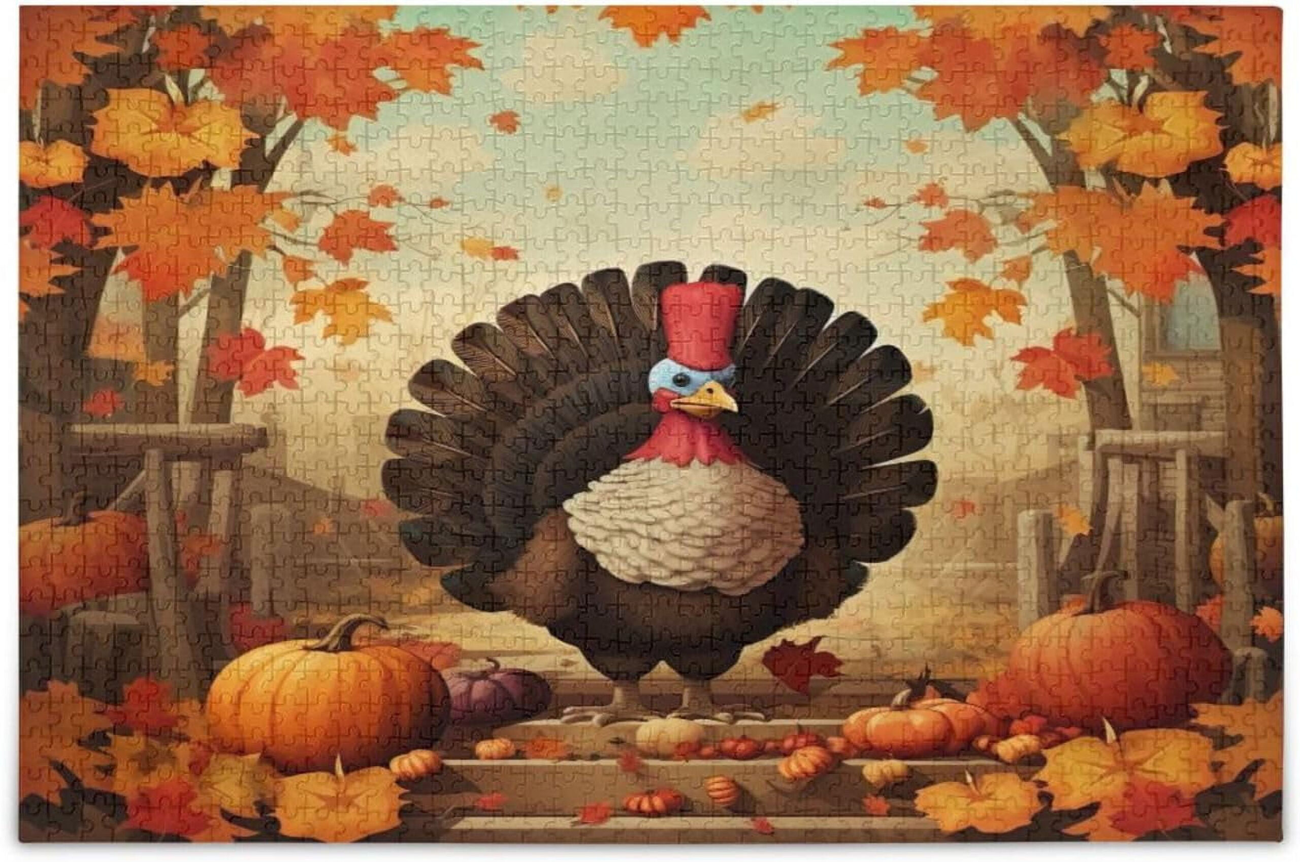 Freeamg 1000 Pieces Thanksgiving Turkey Jigsaw Puzzle For Adults intended for Thanksgiving Turkey Puzzle