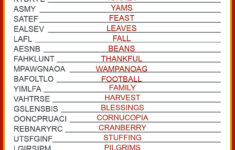 Get A Free Printable Thanksgiving Word Scramble With Answers in Thanksgiving Word Puzzle Answers