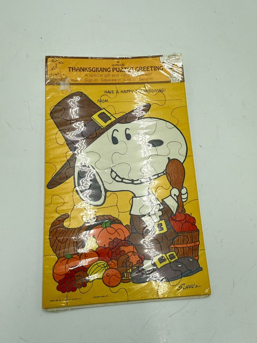 Hallmark Greeting Card Puzzle Happy Thanksgiving 1958 Snoopy with regard to Snoopy Thanksgiving Puzzle