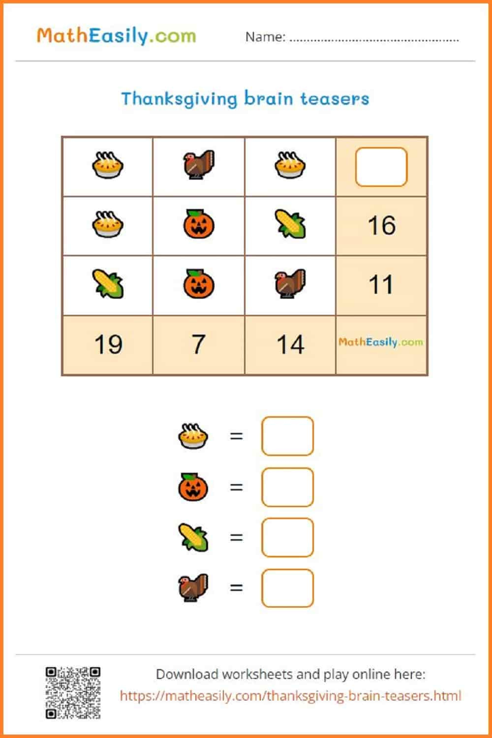 Math Thanksgiving Puzzles Printable + Online 🦃 with regard to Thanksgiving Dinner Logic Grid Puzzle Answers