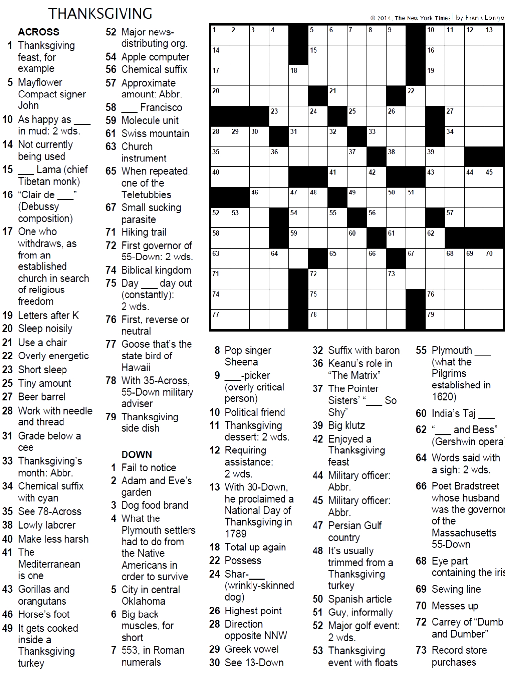Media: Crossword Puzzle – The Exponent regarding New York Times Thanksgiving Crossword Puzzle