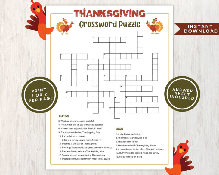 The Big Crossword Puzzle Thanksgiving The Big Crossword Puzzle Thanksgiving