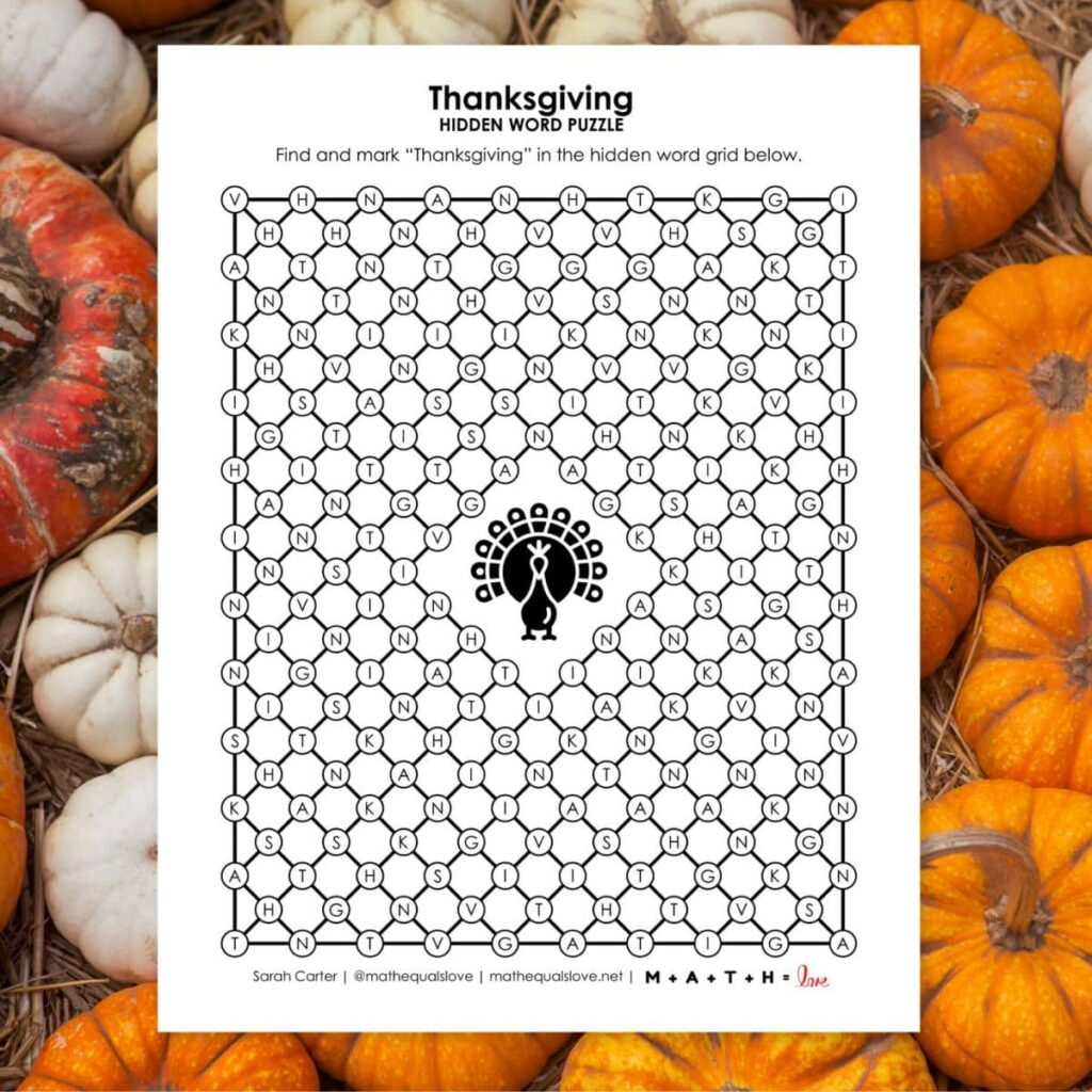 Printable Thanksgiving Puzzles And Games | Math = Love throughout Thanksgiving Hidden Picture Puzzles