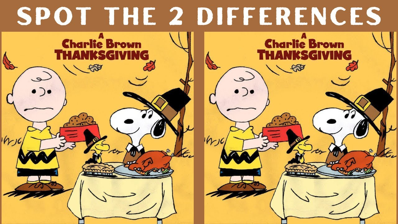 Spot The Difference: Charlie Brown Thanksgiving intended for Peanuts Thanksgiving Puzzle