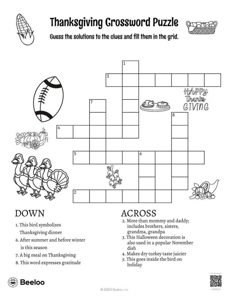 Happy Thanksgiving Crossword Puzzles