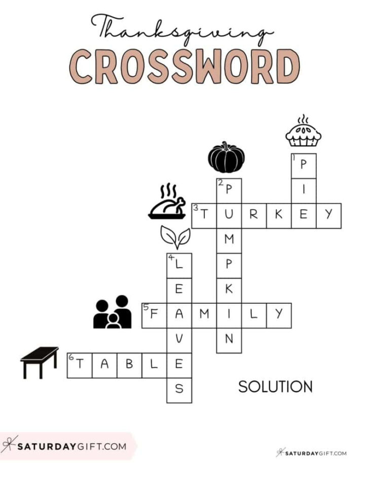 Easy Thanksgiving Crossword Puzzle Printable Easy Thanksgiving Crossword Puzzle Printable