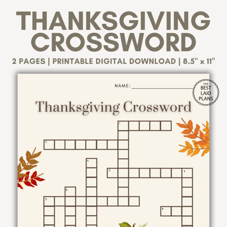Fun Thanksgiving Crossword Puzzles