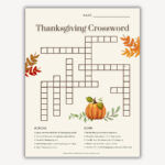 Thanksgiving Crossword Puzzle, Thanksgiving Crossword Printable Intended For Thanksgiving Day Crossword Puzzle