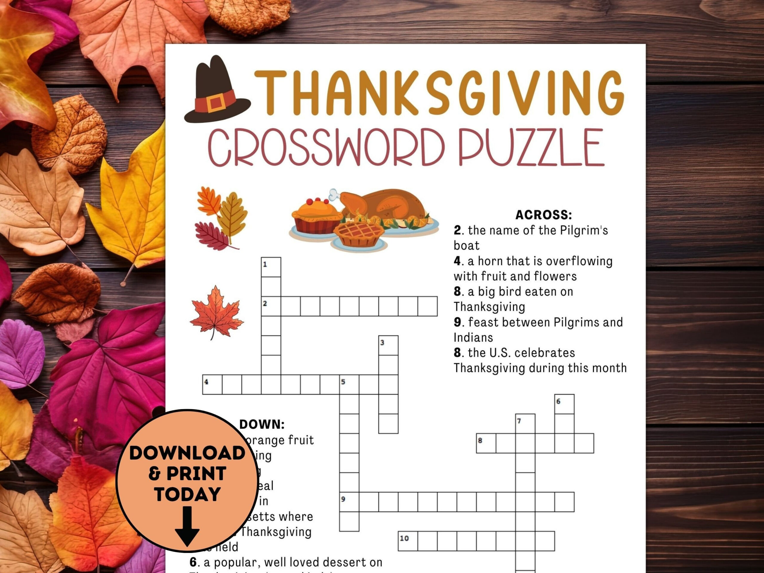 Thanksgiving Crossword Puzzle / Thanksgiving Kids Table Games within The Big Crossword Puzzle Thanksgiving