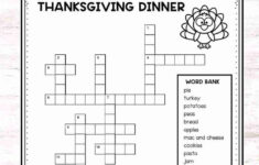 Thanksgiving Dinner Crossword Puzzle (Free Printable) - Smart inside Happy Thanksgiving Crossword Puzzles