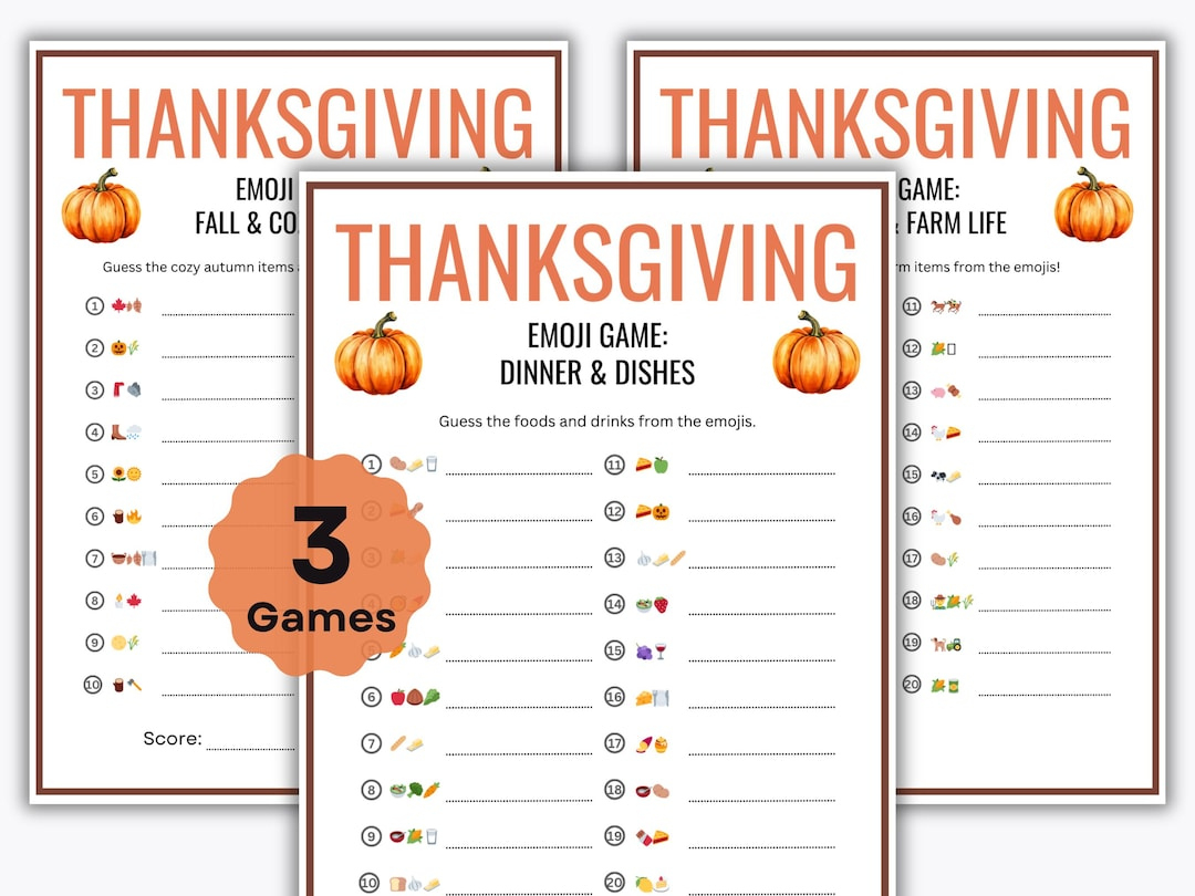Thanksgiving Emoji Games – 3 Printable Puzzles – Family Activity with regard to Thanksgiving Puzzles And Games