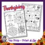 Thanksgiving Fun Activity Puzzle Worksearch Crossword Maze Worksheet Packet Within Thanksgiving Element Puzzle