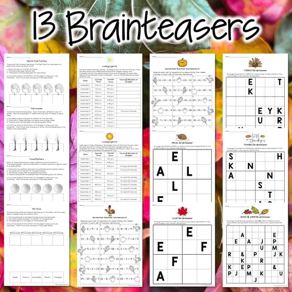 Thanksgiving Math Challenges &amp;amp; Brainteasers - with regard to Thanksgiving Brain Puzzles