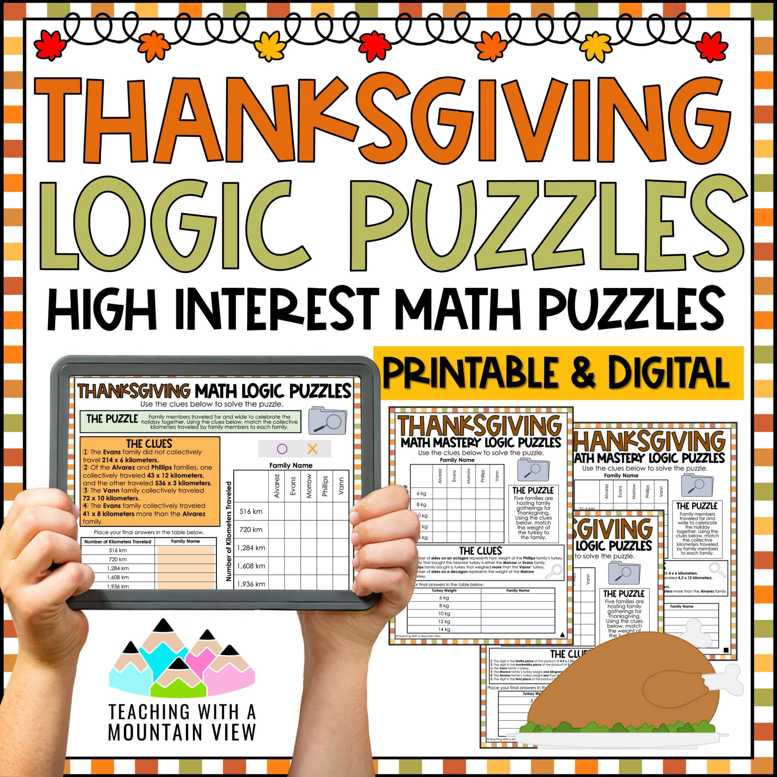 Thanksgiving Math Logic Puzzles Activities For Critical Thinking throughout Logic Puzzle Thanksgiving