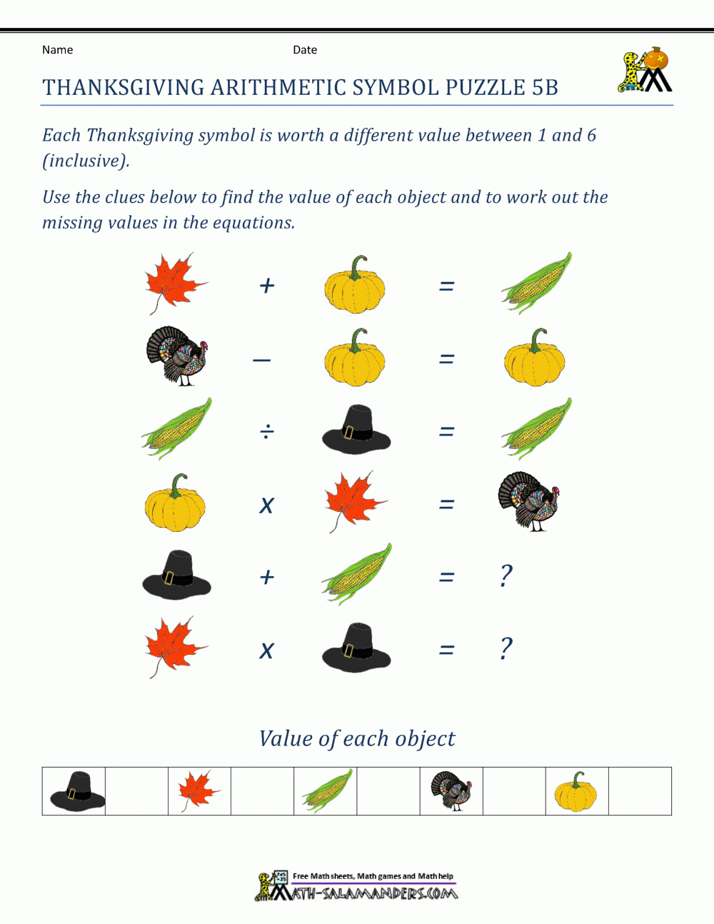 Thanksgiving Math Puzzles regarding Free Thanksgiving Math Puzzles