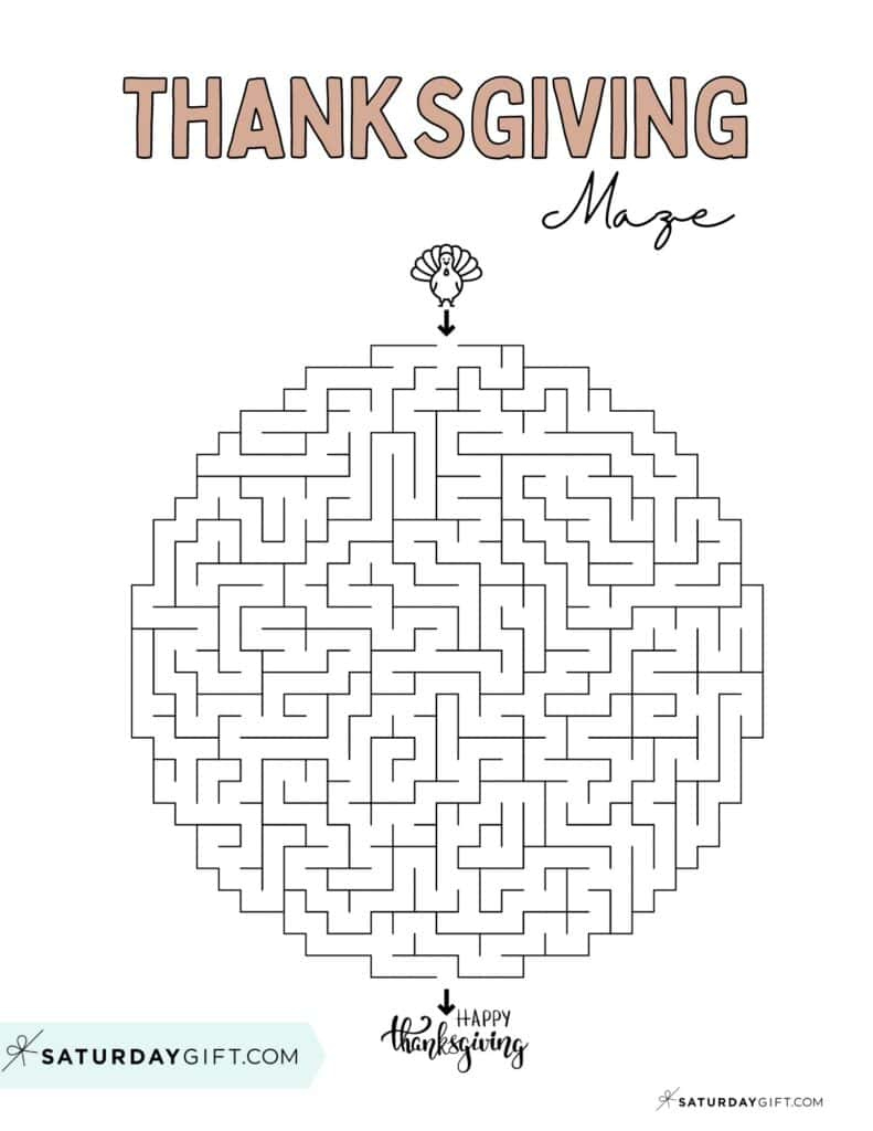 Thanksgiving Maze Printable - Cute &amp;amp; Free Templates | Saturdaygift in Thanksgiving Maze Puzzles