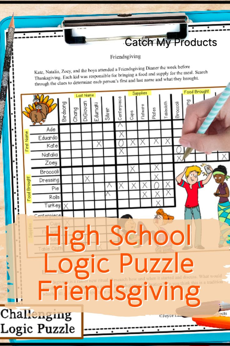 Thanksgiving Or Friendsgiving Logic Puzzle For High School with regard to Thanksgiving Logic Puzzles For Middle School