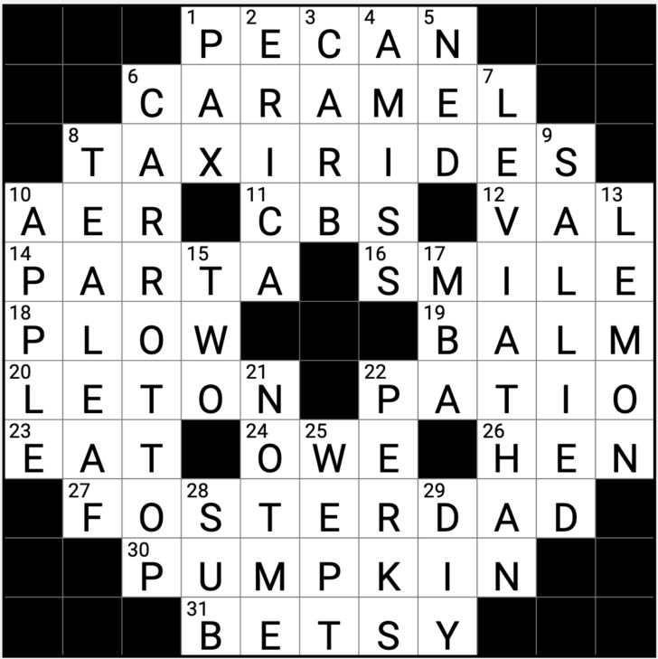 Thanksgiving Crossword Puzzles Answers