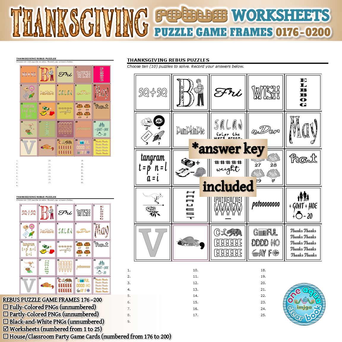 Thanksgiving Rebus Puzzle Game Frames 176–200 Worksheets | Made throughout Thanksgiving Rebus Puzzles With Answers