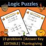 Thanksgiving Systems Of Equations | Number Sense Logic Puzzles Within Thanksgiving Solving Inequalities Puzzle