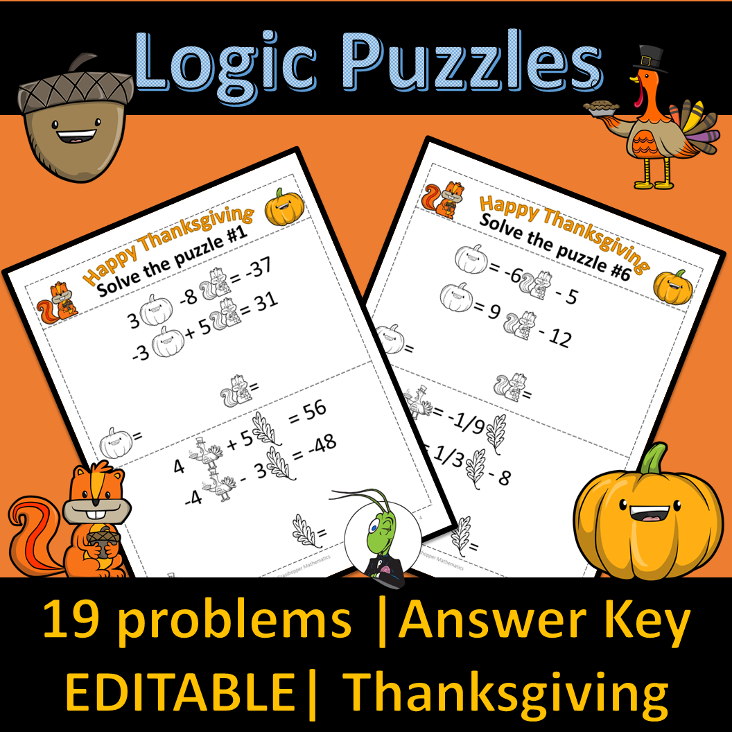 Thanksgiving Systems Of Equations | Number Sense Logic Puzzles within Thanksgiving Solving Inequalities Puzzle