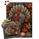Thanksgiving Turkey Jigsaw Puzzle: William Morris Style Art   Etsy Intended For Thanksgiving Puzzle 500 Piece
