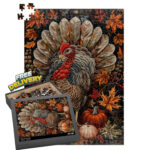 Thanksgiving Turkey Jigsaw Puzzle: William Morris Style Art   Etsy Intended For Thanksgiving Puzzle 500 Pieces