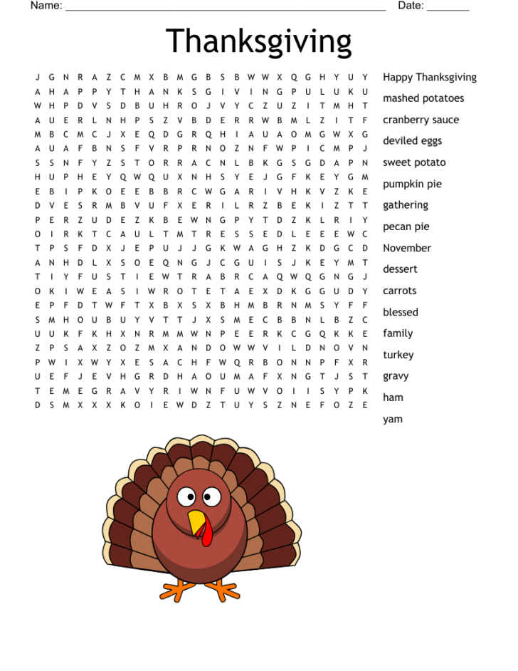 Thanksgiving Vocabulary Puzzle