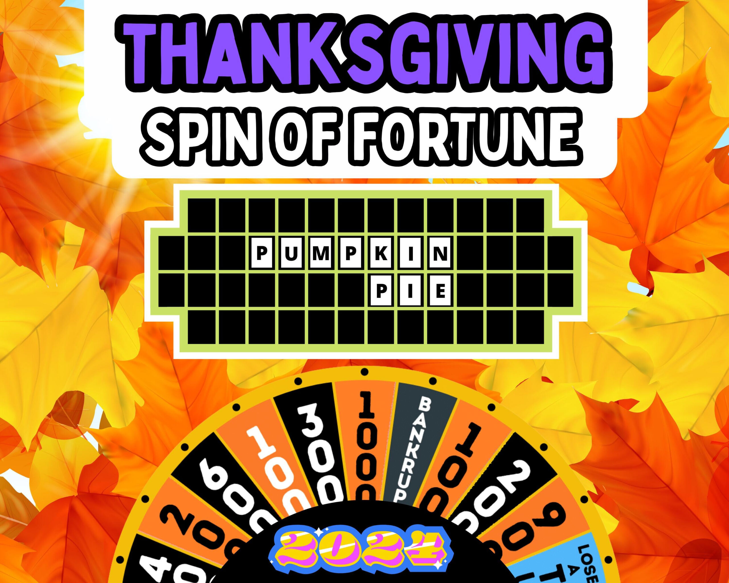 Thanksgiving Wheel Of Fortune Game: Virtual Party Fun (Digital within Wheel Of Fortune Thanksgiving Puzzles
