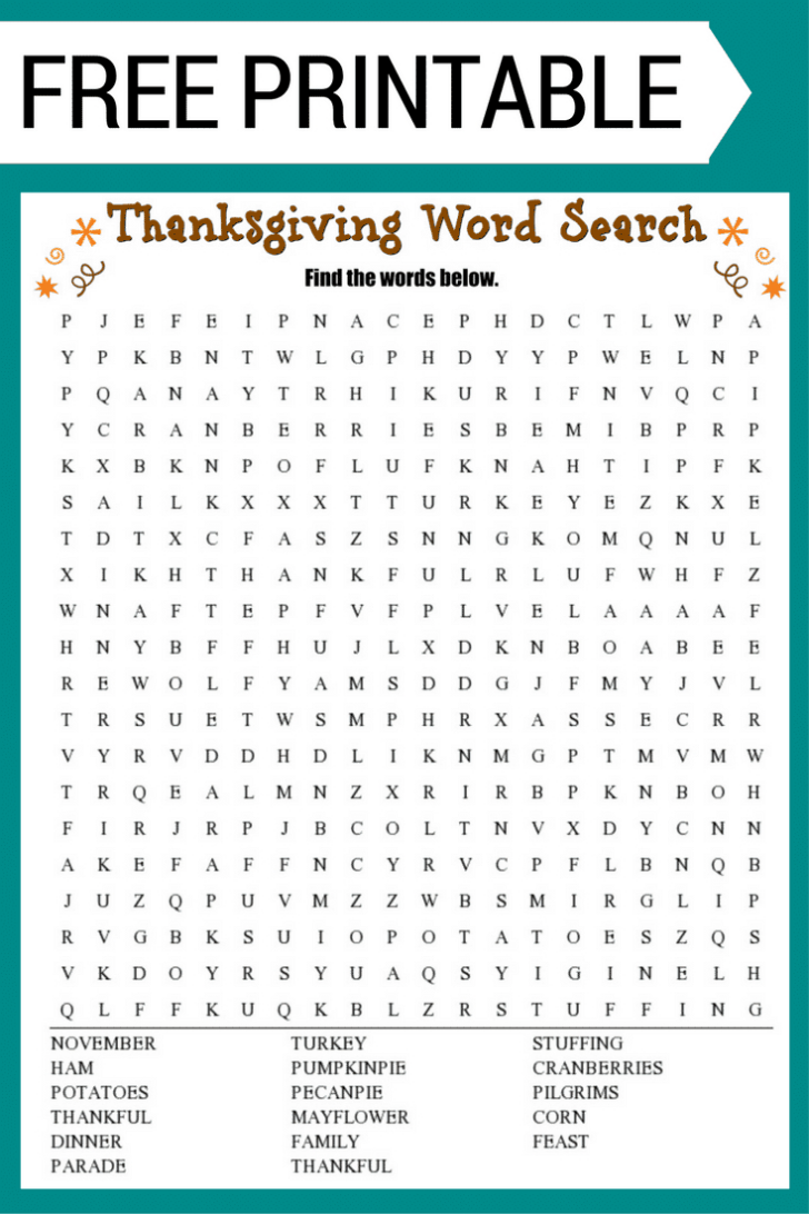 Thanksgiving Word Search Puzzle