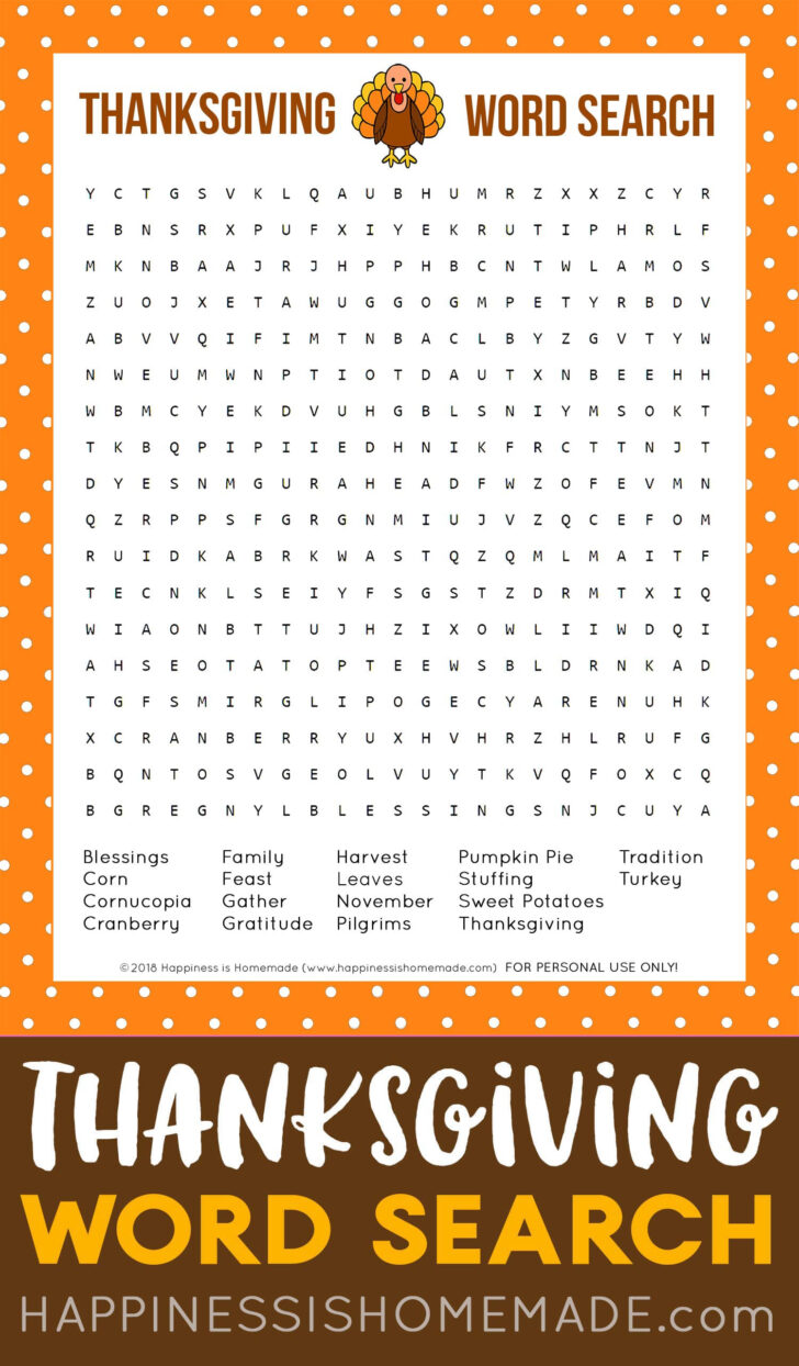 Thanksgiving Word Puzzles For Adults