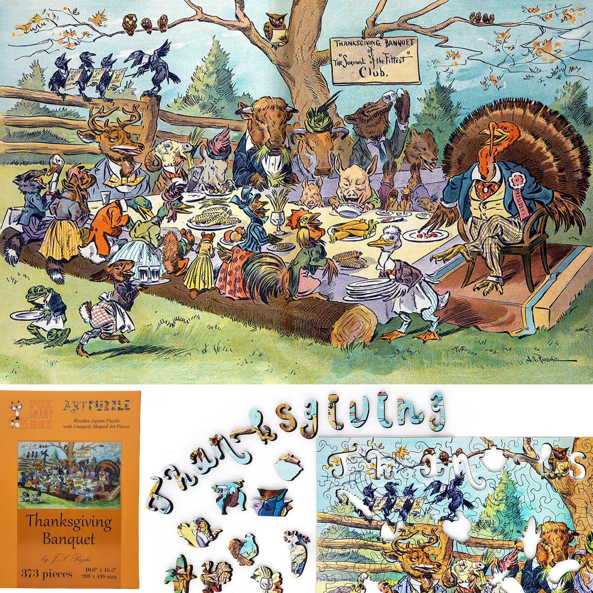 Wooden Jigsaw Puzzle For Adultsfoxsmartbox - 373 Pcs throughout Thanksgiving Puzzle