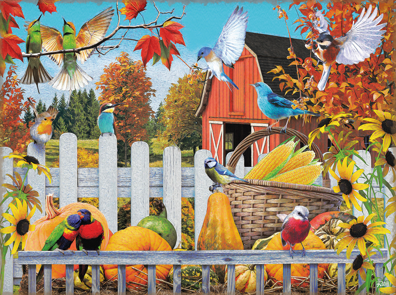Xxl Teile - Gathering For Fall - 300 Teile - Sunsout Puzzle Online intended for 300 Piece Thanksgiving Puzzle
