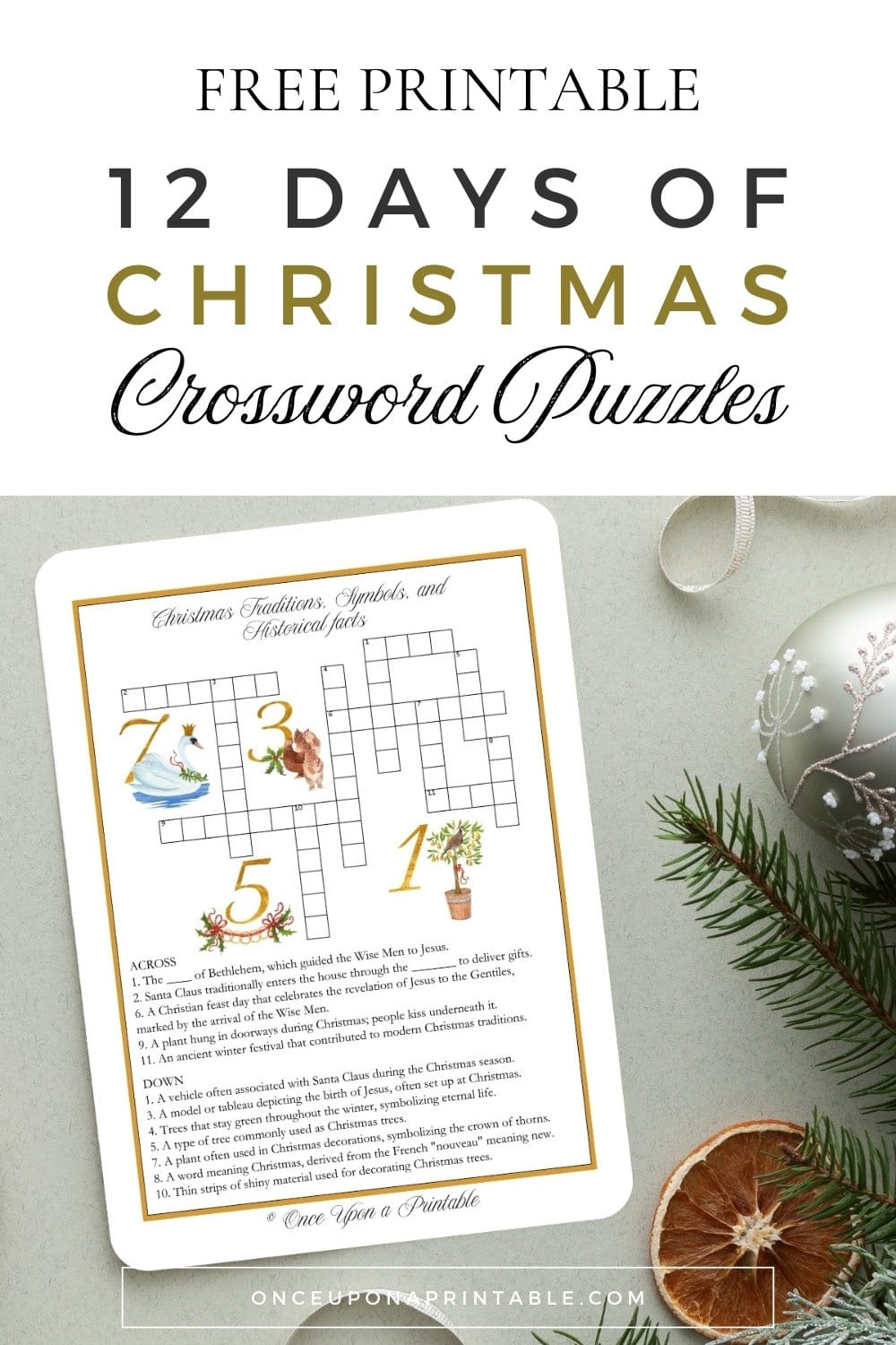 12 Days Of Christmas Crossword Puzzles (Free Printable) - Once in Twelve Days of Christmas Crossword