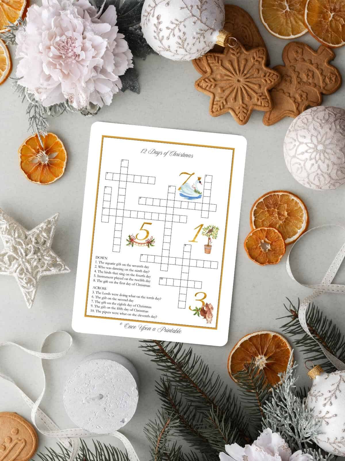 12 Days Of Christmas Crossword Puzzles (Free Printable) - Once with Gift in the Twelve Days of Christmas Crossword
