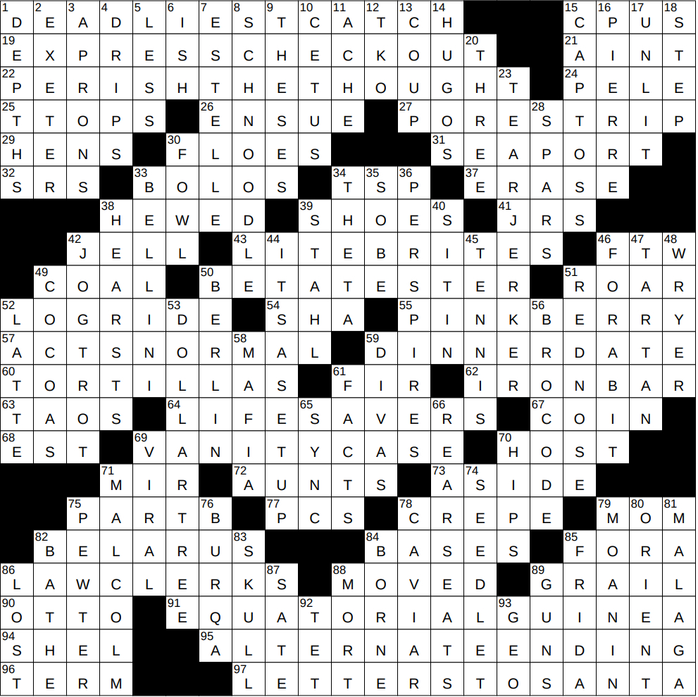 1222-24 Ny Times Crossword 22 Dec 24, Sunday - Nyxcrossword within Christmas Tradition Nyt Crossword Clue